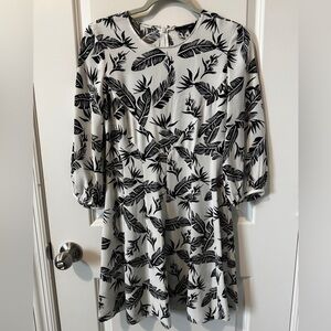 NWT Jay Godfrey Jean Feather Swing Dress Size 4 Elegant Black ‘n White Dress